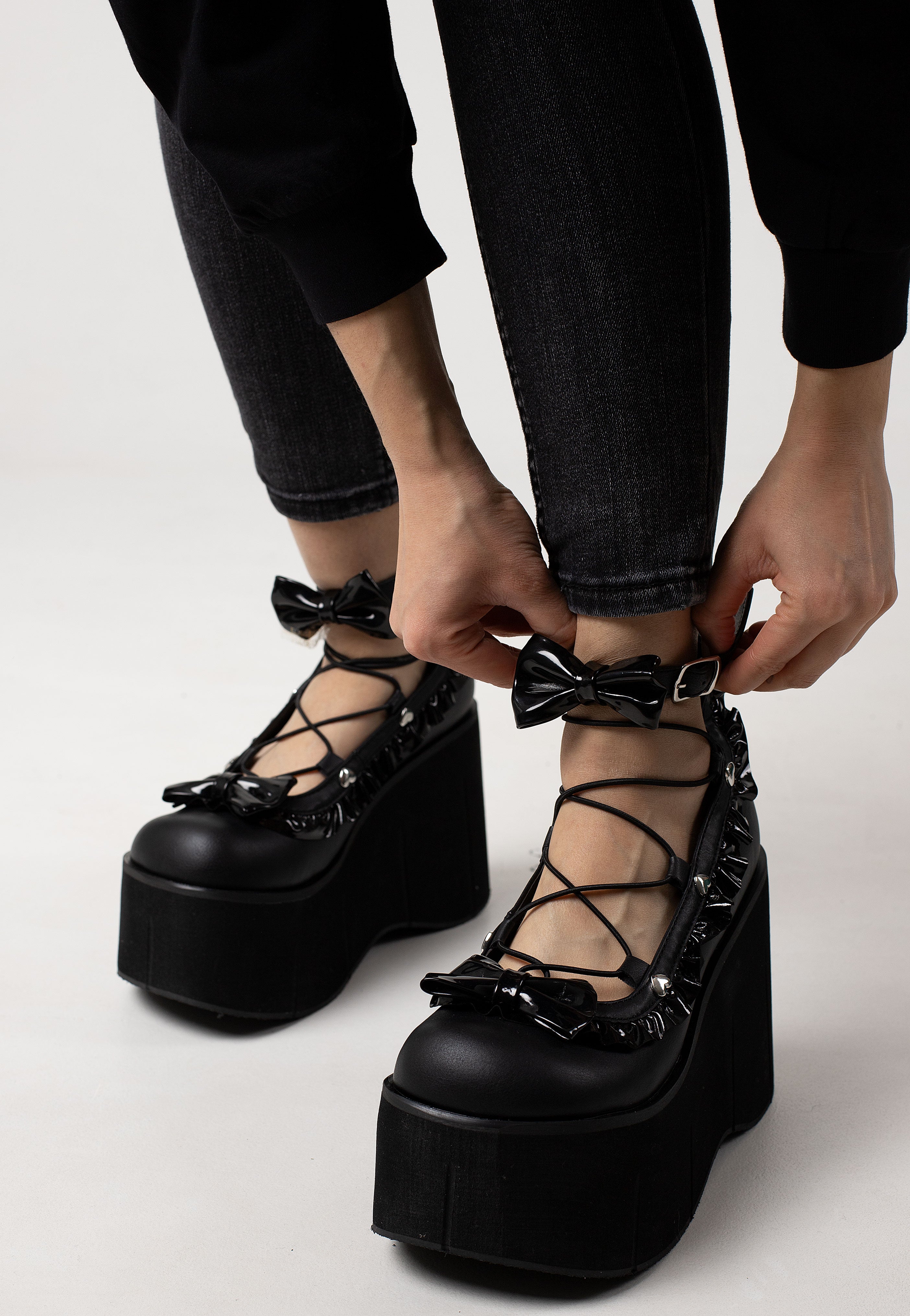 DemoniaCult - Kera 18 Black Vegan Leather - Girl Shoes