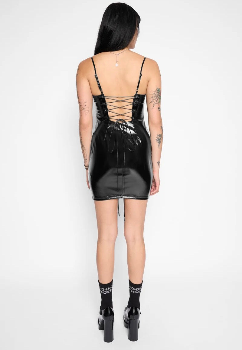 Mary Wyatt Divinity Lace-Up Black Vestido