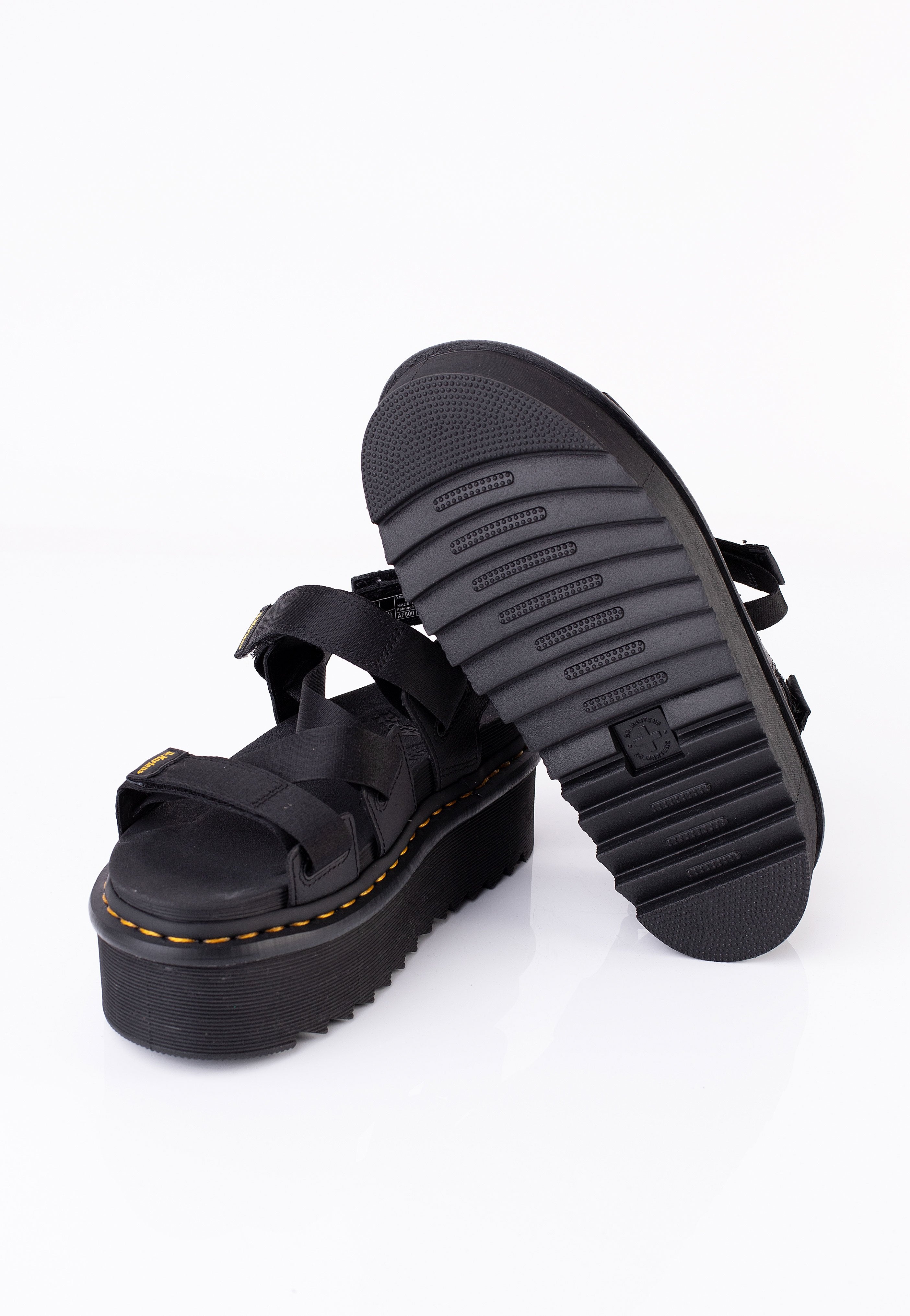 Dr. Martens - Kimber II Black Athena & Black/ Yellow Webbing - Girl Sandals