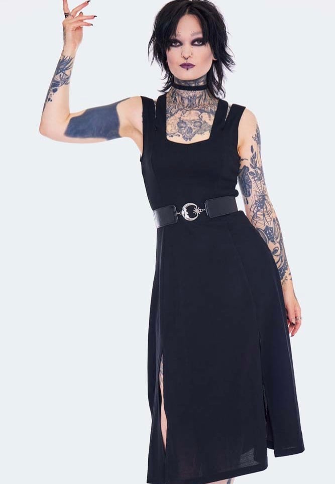 Jawbreaker - Slashed Shoulder Black - Dress