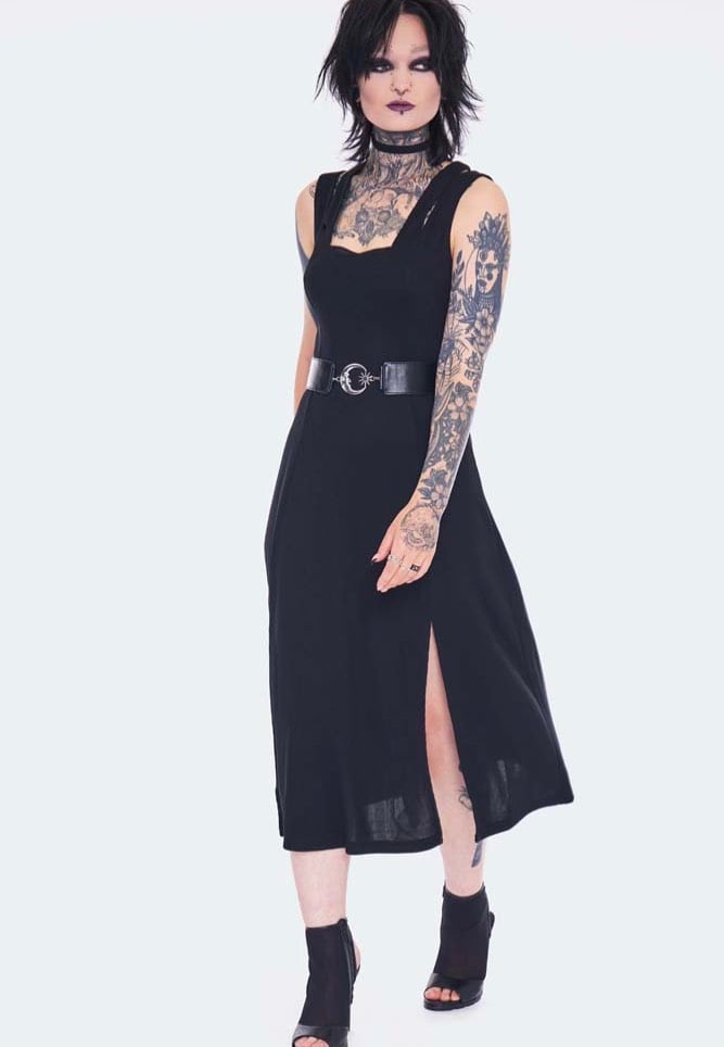 Jawbreaker - Slashed Shoulder Black - Dress