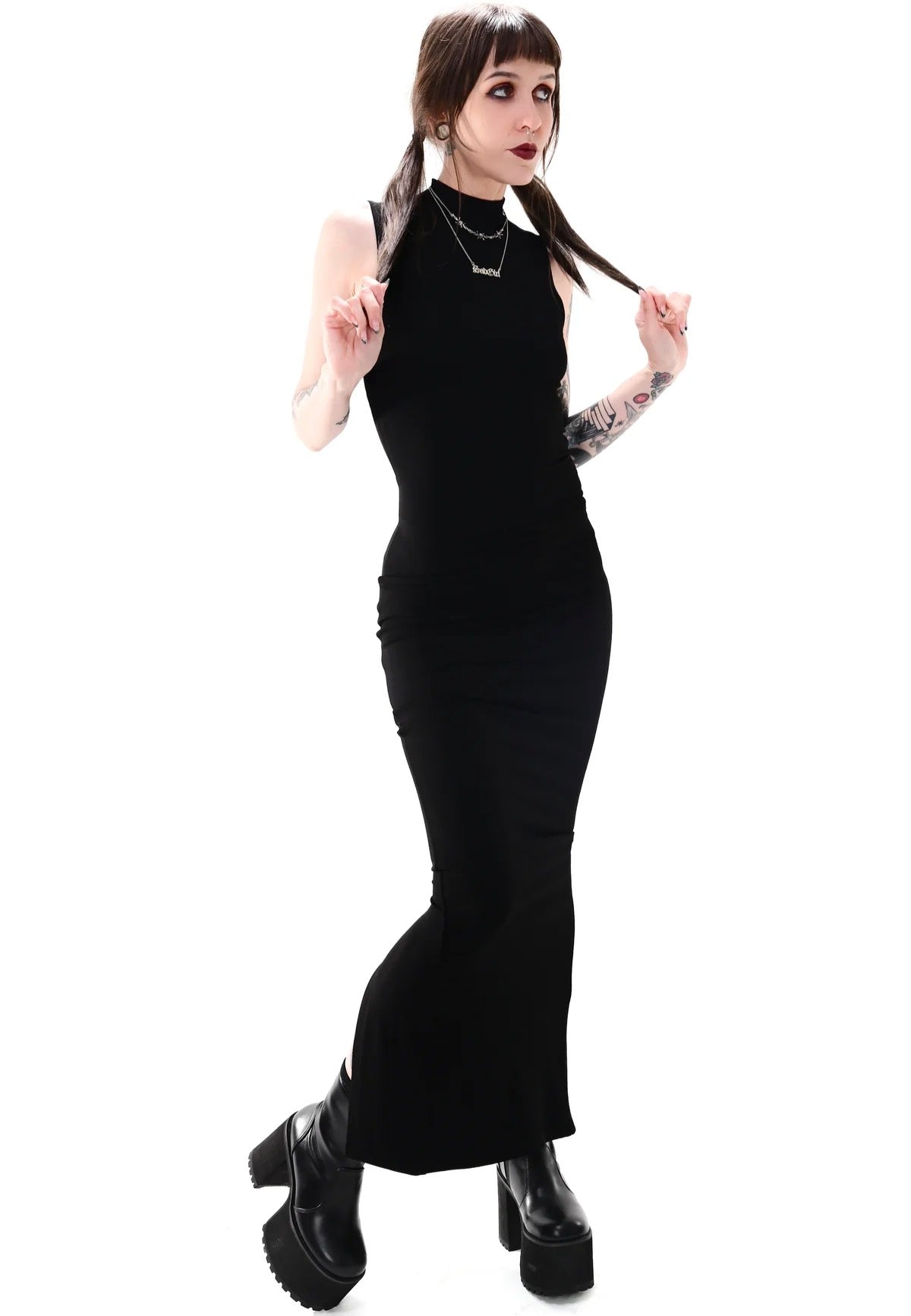 high neck black dress long Foxblood - Claire High Neck Maxi Black - Dress