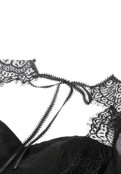 Dark In Love - Black Gothic Mesh Patchwork Back Lace-Up Everyday - Dress | Women-Image