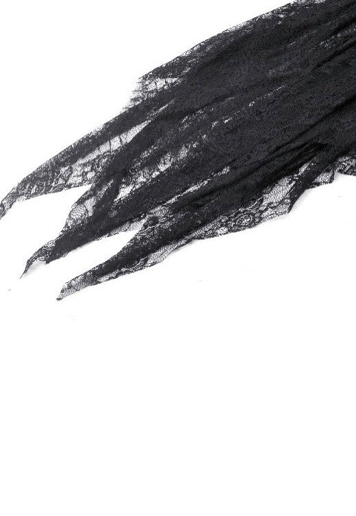 Dark In Love - Black Gothic Asymmetrical Lace Neckline Off-Shoulder - Dress | Women-Image