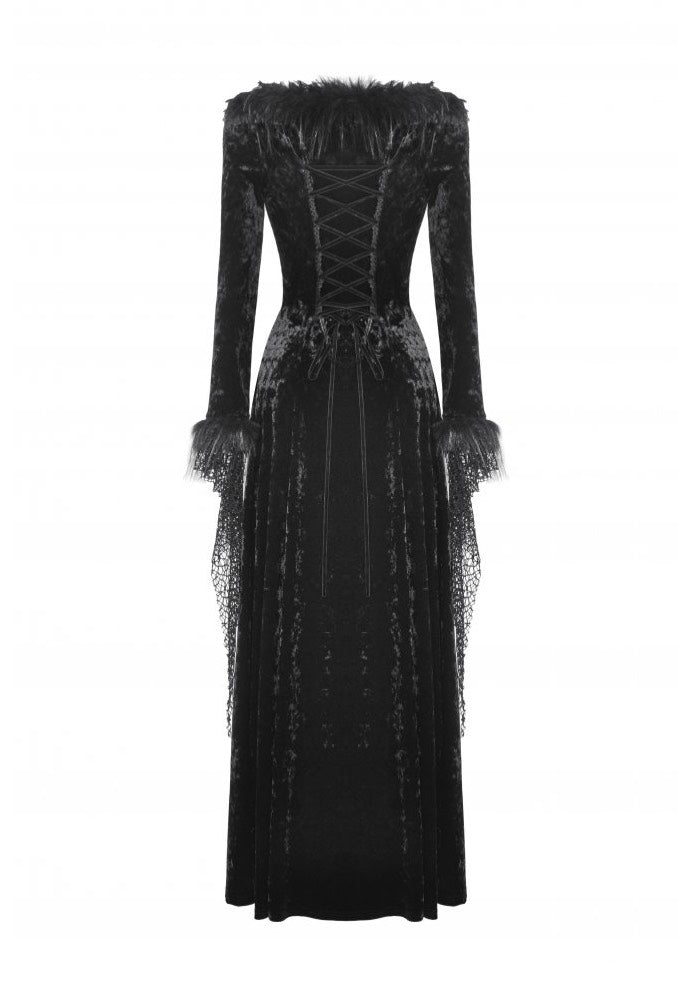 Dark In Love - Gothic Dark Velvet V-Neck Long Slim - Dress | Women-Image