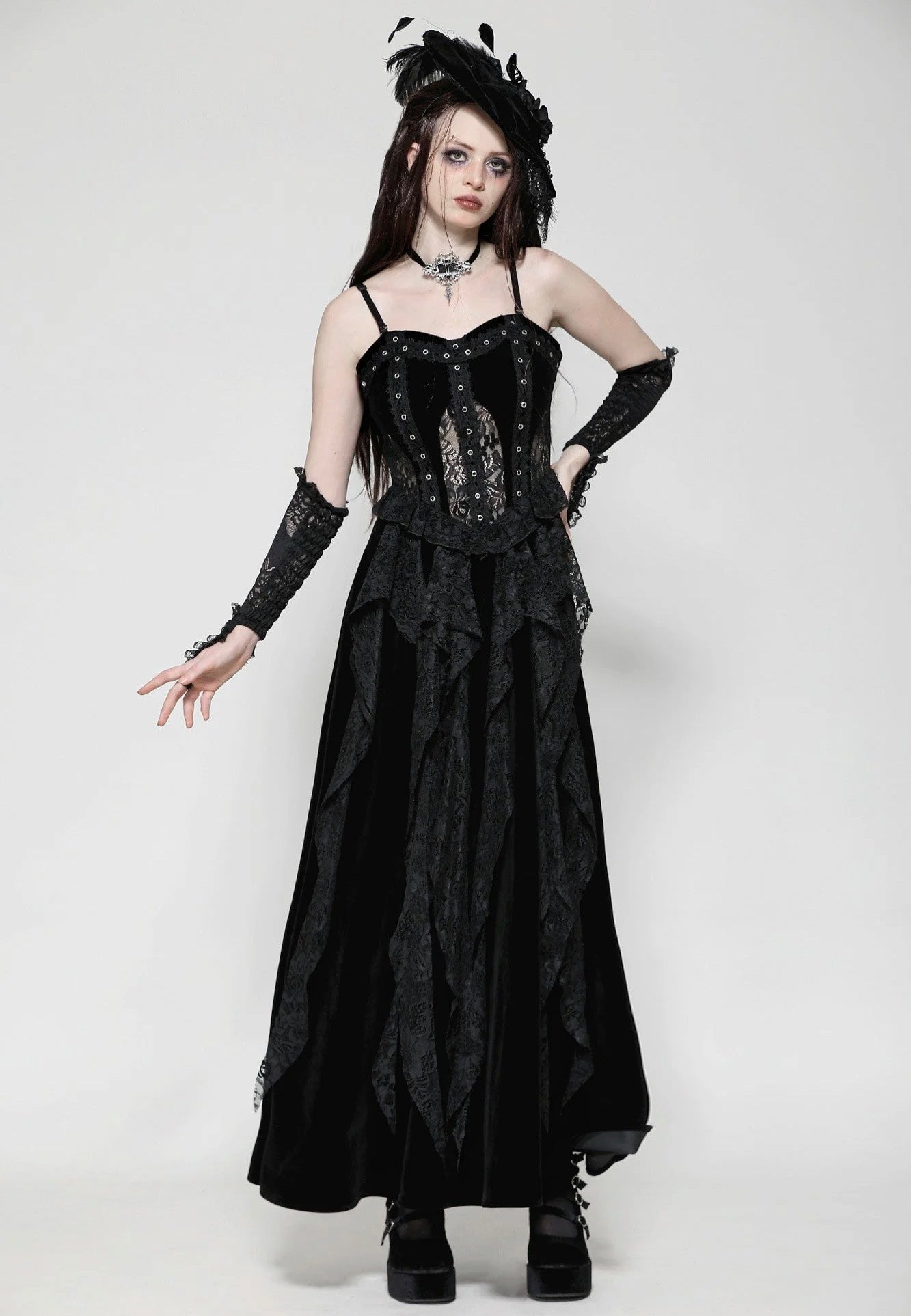 Dark In Love - Romantic Gothic Sexy Hollow Waist - Dress | Women-Image