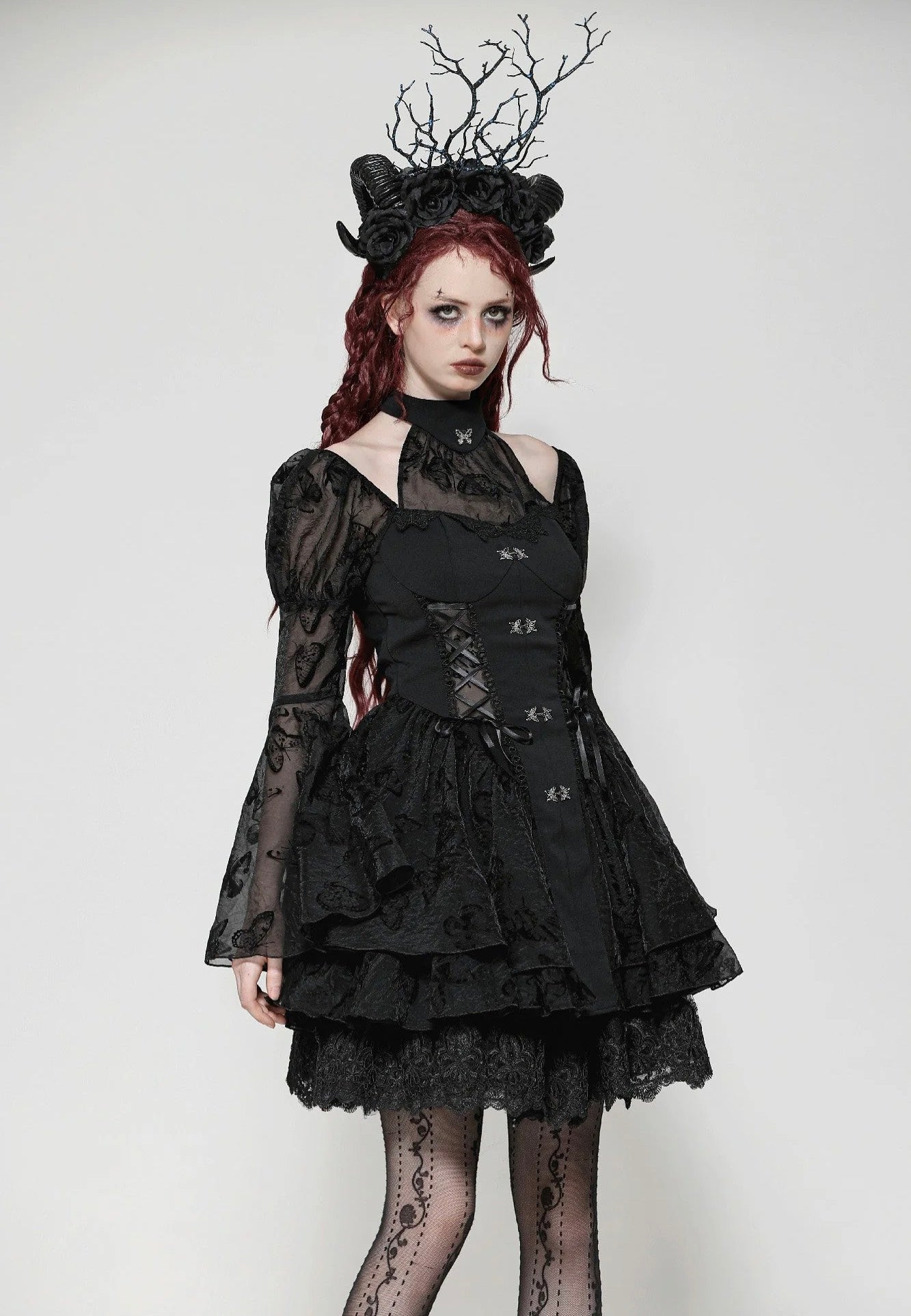 knee length dresses for ladies Dark In Love - Gothic Lolita Butterfly Big Sleeves - Dress