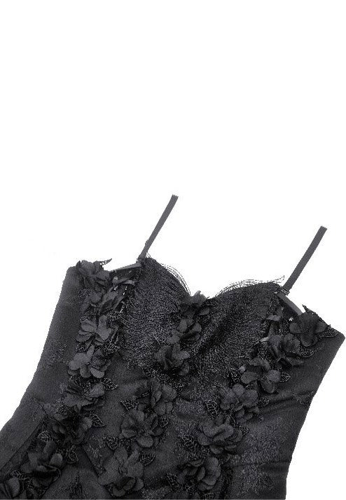 Dark In Love - Gothic Black Butterfly Strapless Lace Gown - Dress | Women-Image