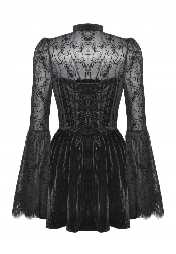 Dark In Love - Dark Floral Jacquard Velvet Elegant - Dress | Women-Image