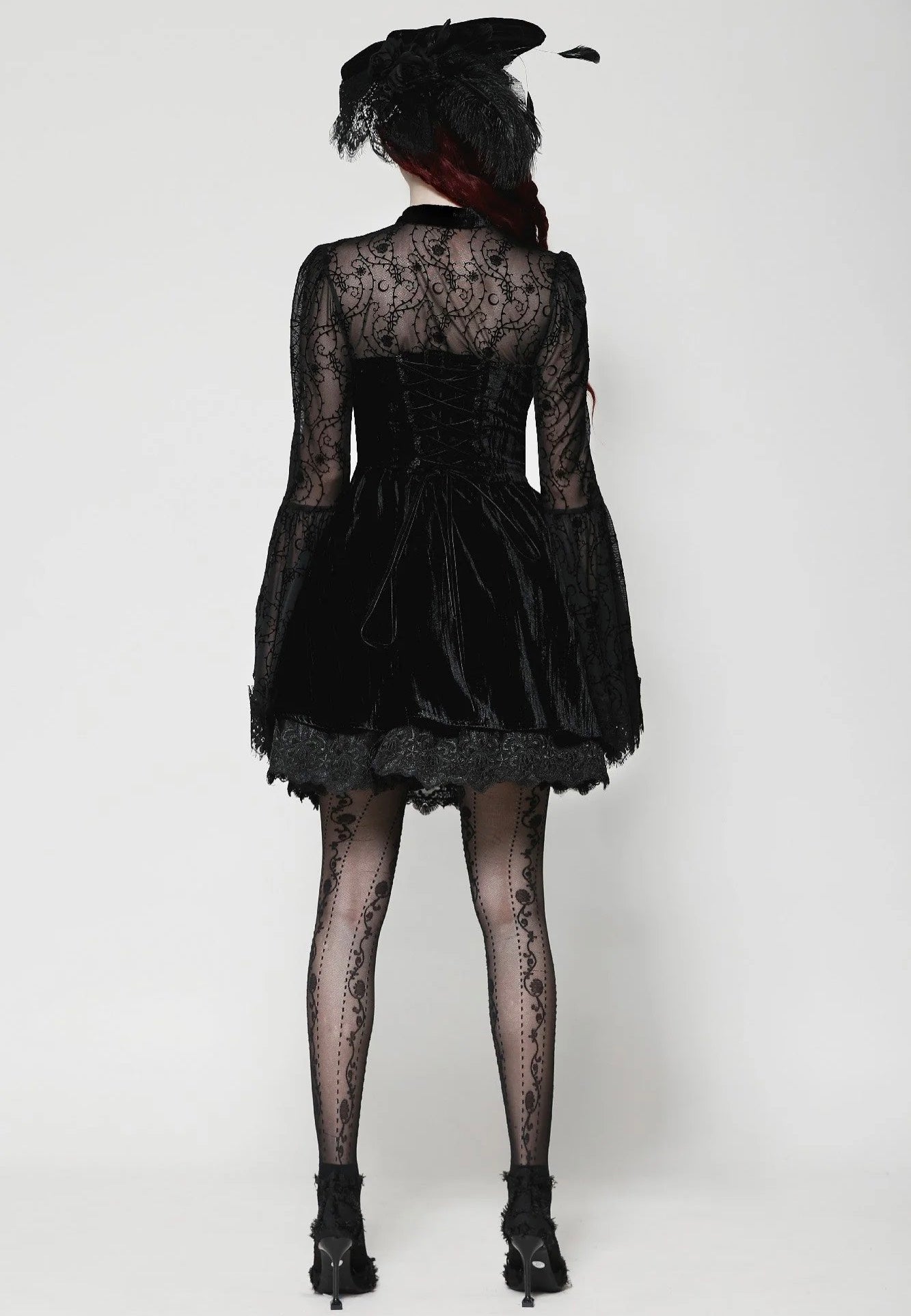 Dark In Love - Dark Floral Jacquard Velvet Elegant - Dress | Women-Image