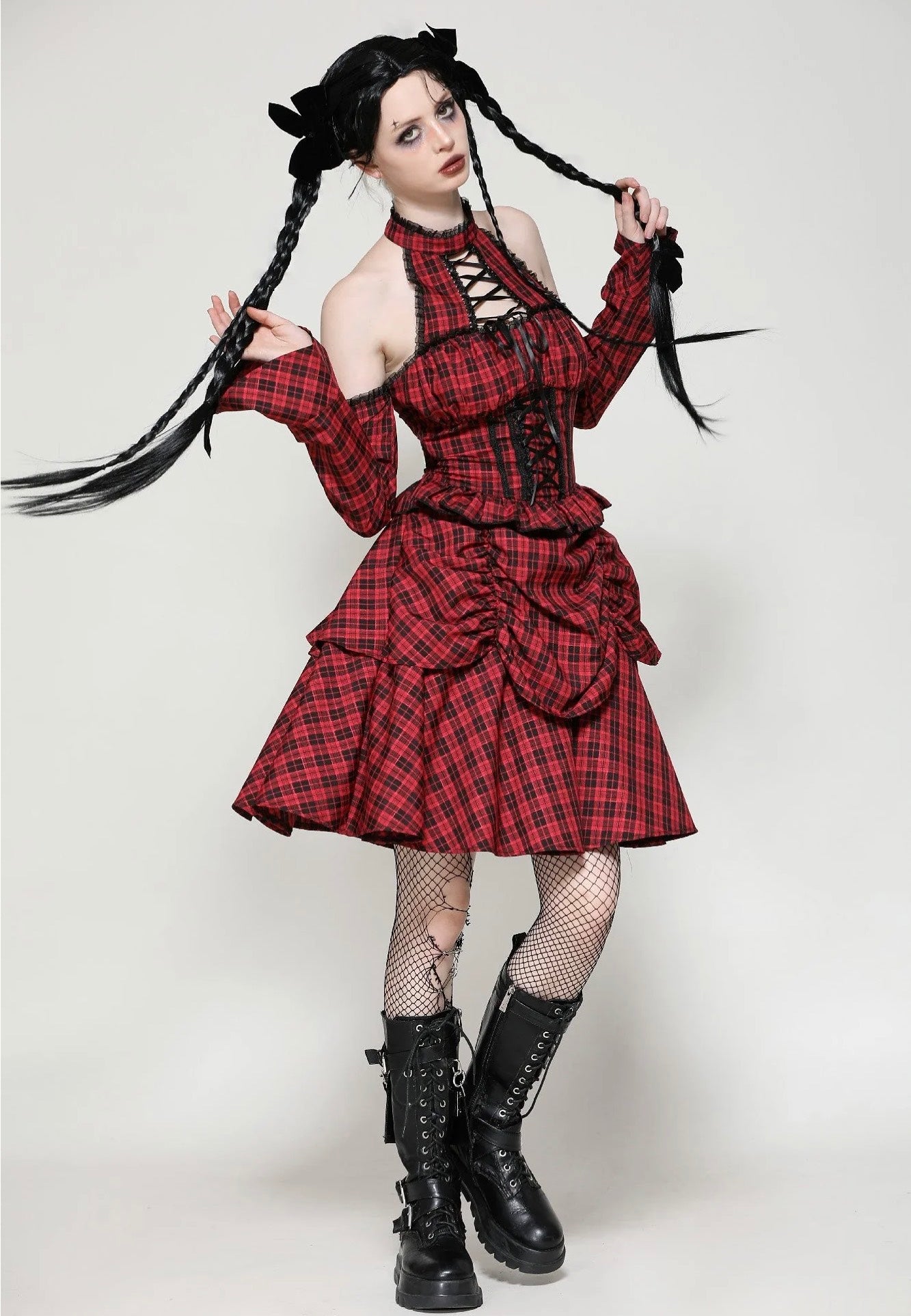 Dark In Love - Lolita Red And Black Plaid - Dress | Women-Image