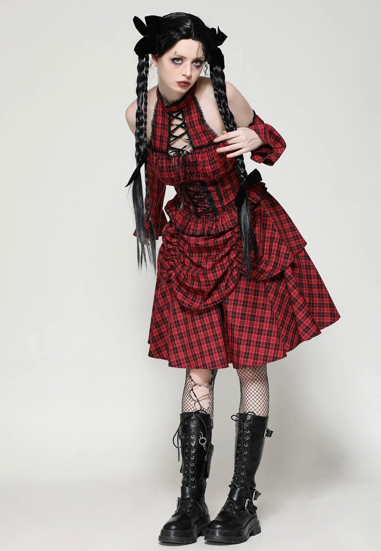 Dark In Love - Lolita Red And Black Plaid - Dress | Women-Image