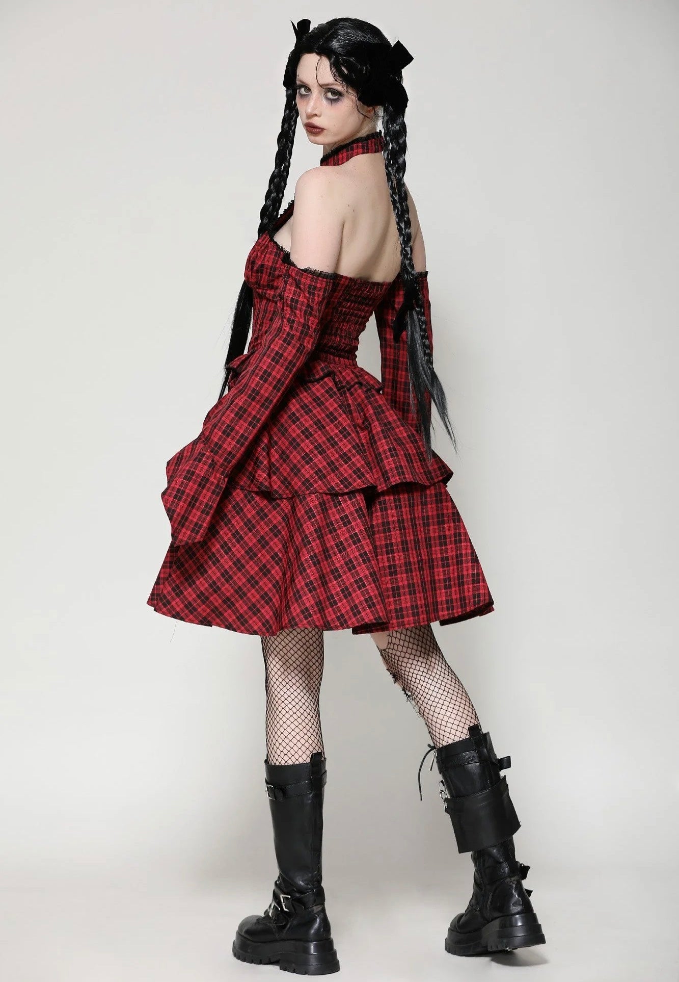 Dark In Love - Lolita Red And Black Plaid - Dress | Women-Image