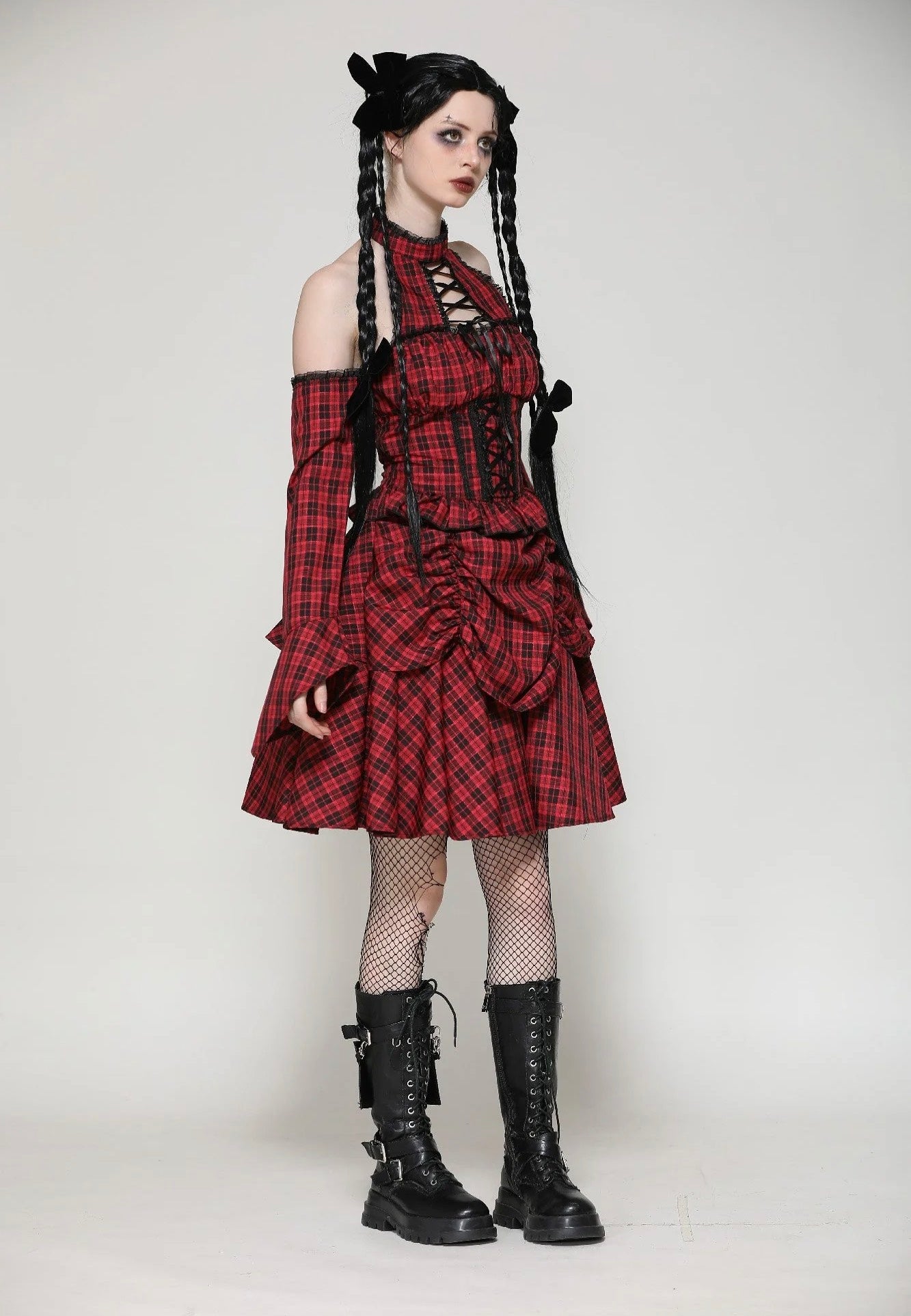 Dark In Love - Lolita Red And Black Plaid - Dress | Women-Image
