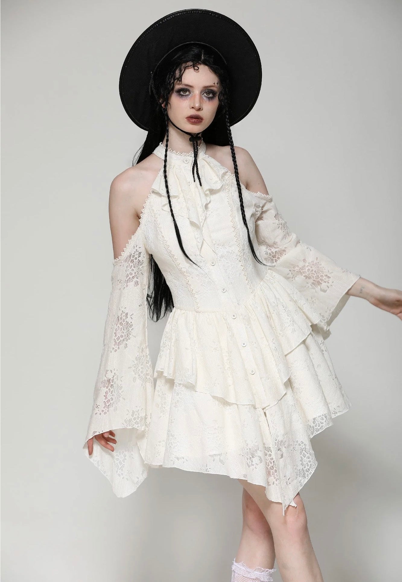 Dark In Love - Beige Steampunk Off-Shoulder Sexy - Dress | Women-Image