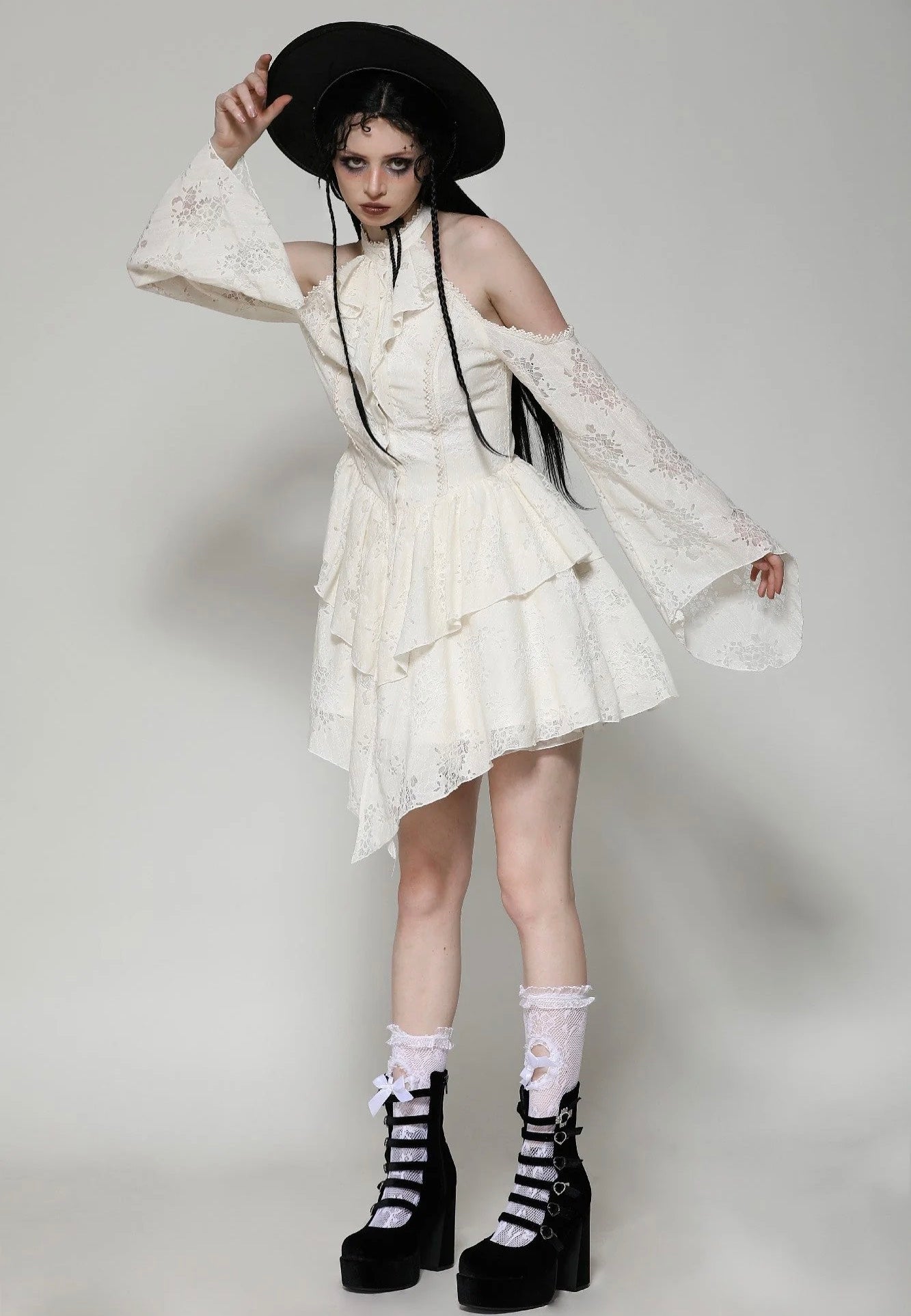 Dark In Love - Beige Steampunk Off-Shoulder Sexy - Dress | Women-Image