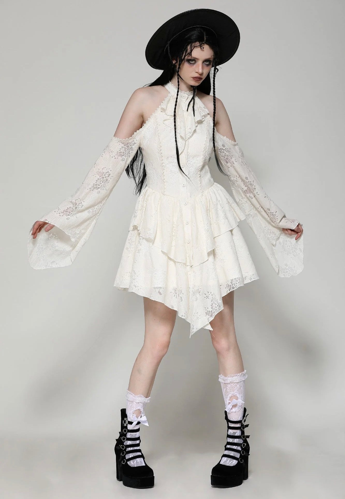 Dark In Love - Beige Steampunk Off-Shoulder Sexy - Dress | Women-Image