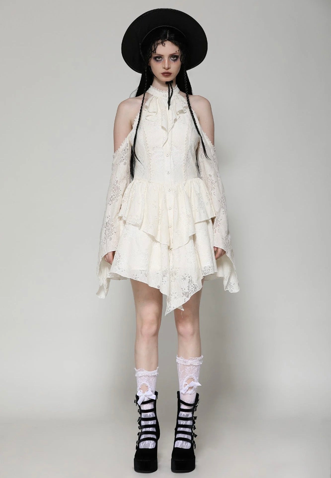 Dark In Love - Beige Steampunk Off-Shoulder Sexy - Dress | Women-Image