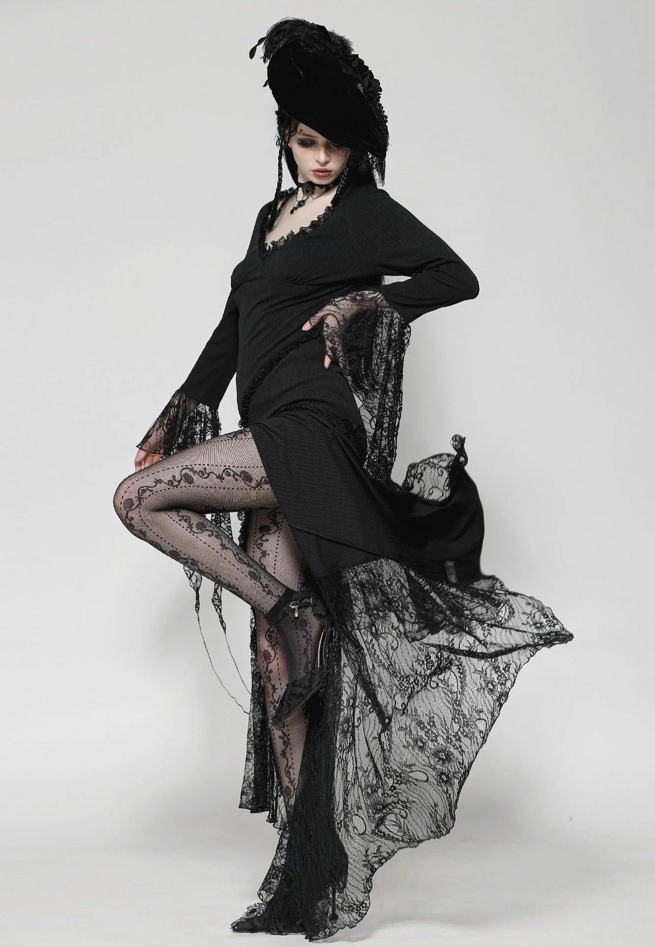 Dark In Love - Sexy Witch Asymmetrical Long - Dress | Women-Image