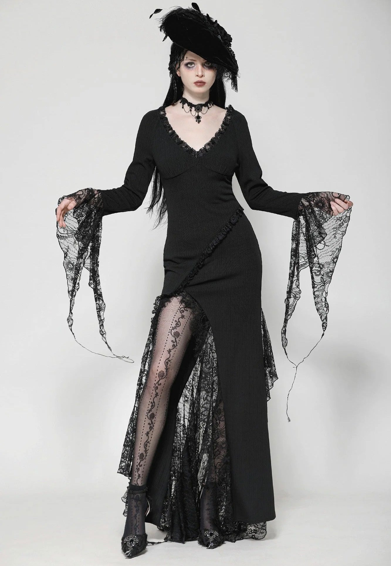 Dark In Love - Sexy Witch Asymmetrical Long - Dress | Women-Image