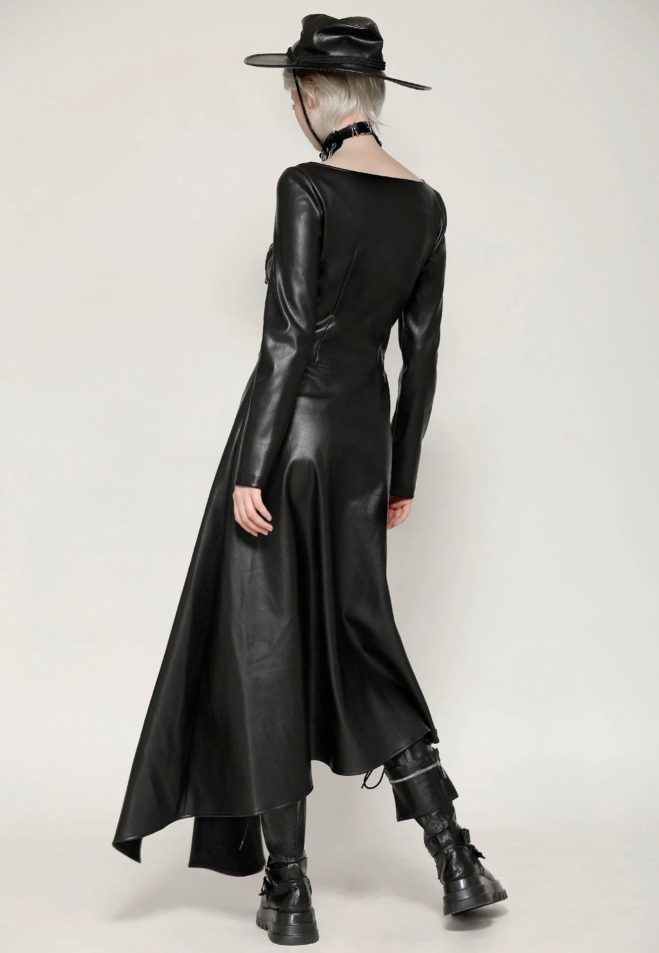 Dark In Love - Edgy Leather Punk Asymmetrical - Dress | Women-Image