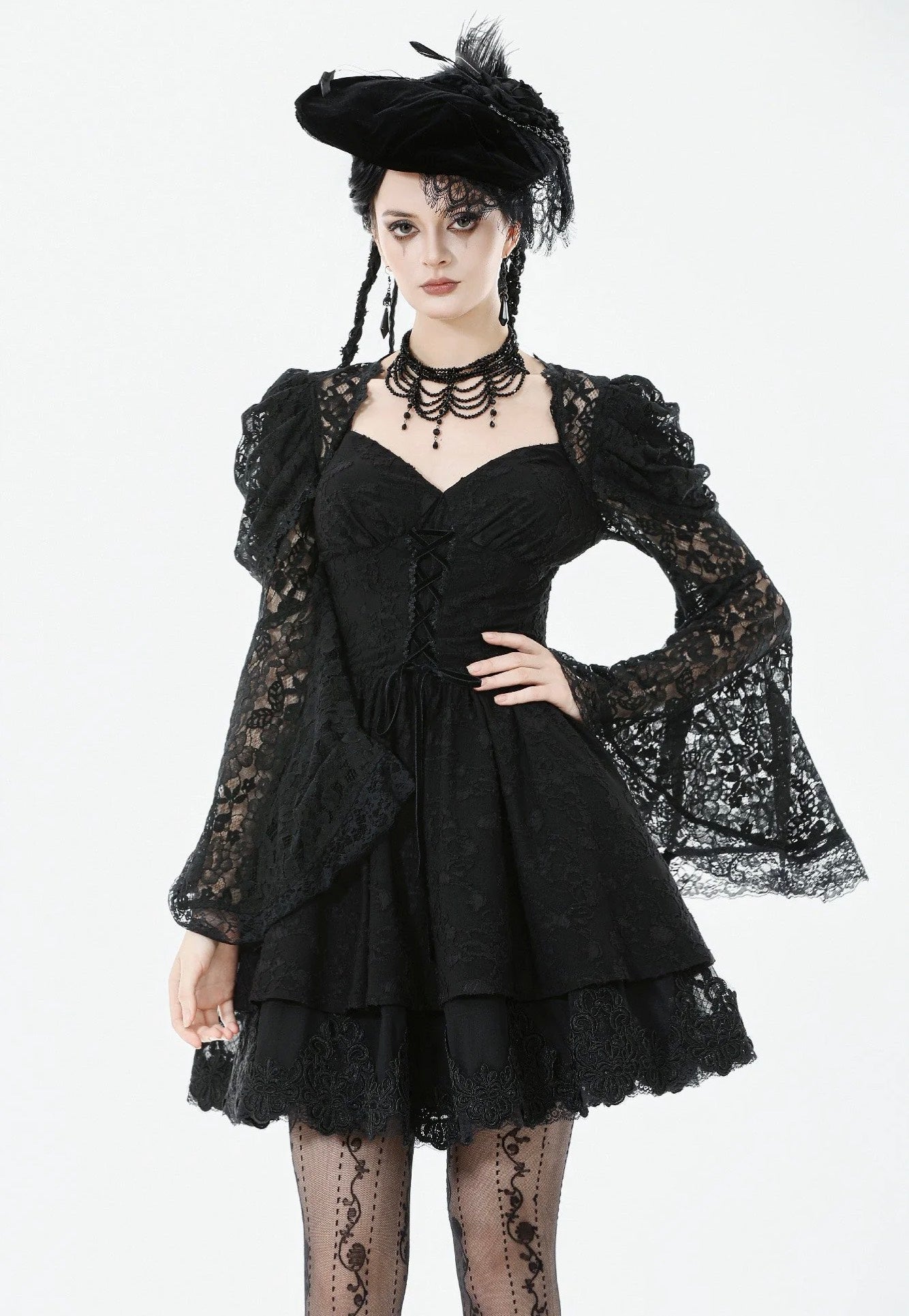 Dark In Love - Gothic Lace Jacquard Princess - Dress