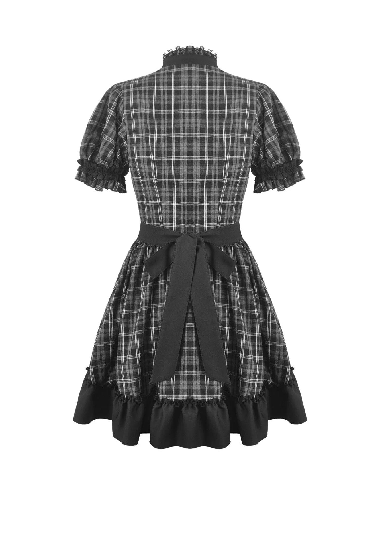 Dark In Love Dark Lolita Gingham Patchwork Lace Ruffle Vestido