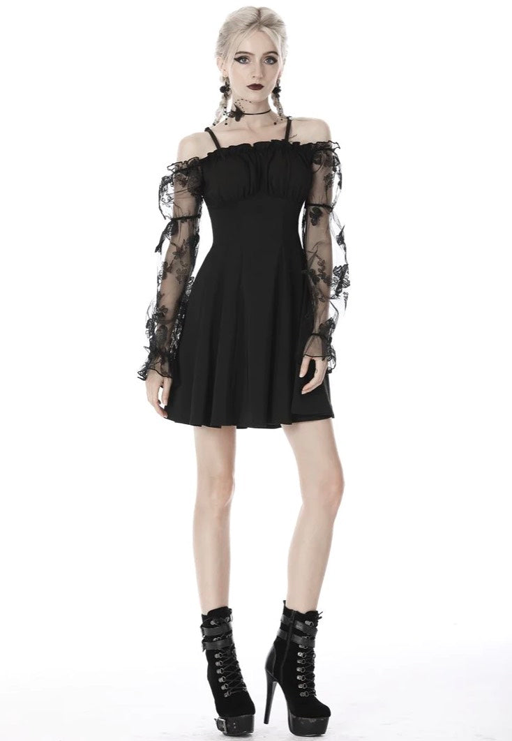 white christmas dresses Dark In Love - Gothic Sexy Off-Shoulder Lacey Sleeves - Dress