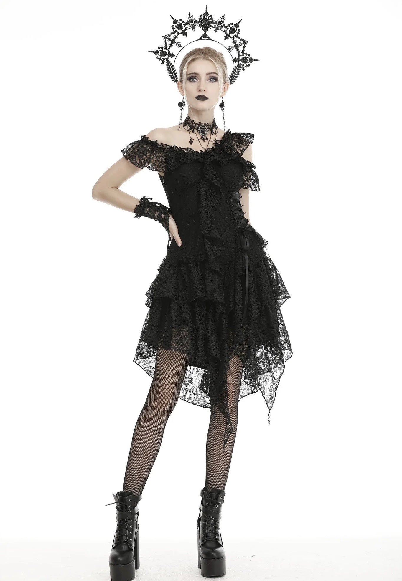 Dark in Love - Gothic Ghost Irreqular Frilly - Dress