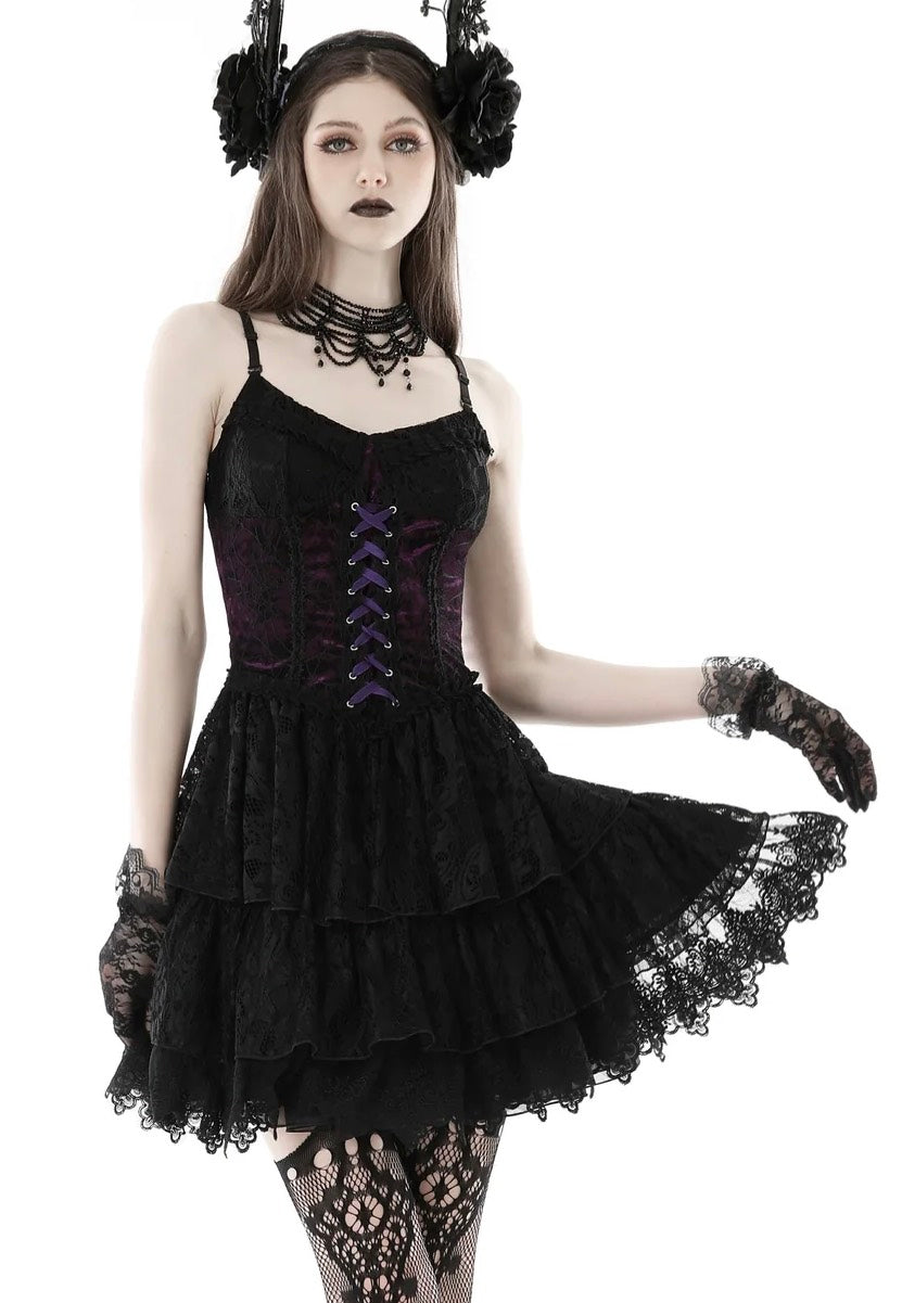 Dark In Love - Gothic Sexy Black Purple Lace Mini Black - Dress | Nuclear Blast Dark In Love - Gothic Sexy Black Purple Lace Mini Black - Dress | Nuclear Blast