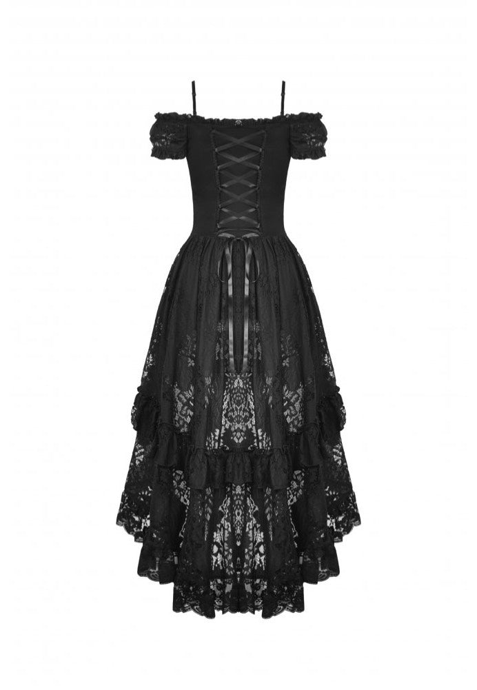 Dark In Love - Gothic Elegant Lady Lace Dovetail - Dress | Women-Image