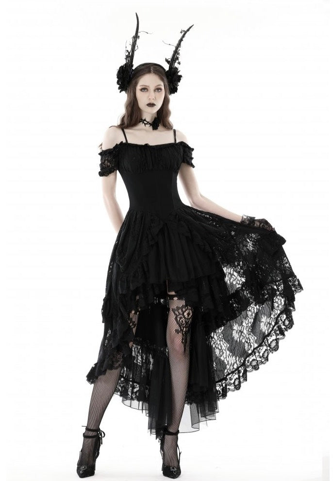 Dark In Love - Gothic Elegant Lady Lace Dovetail - Dress | Women-Image