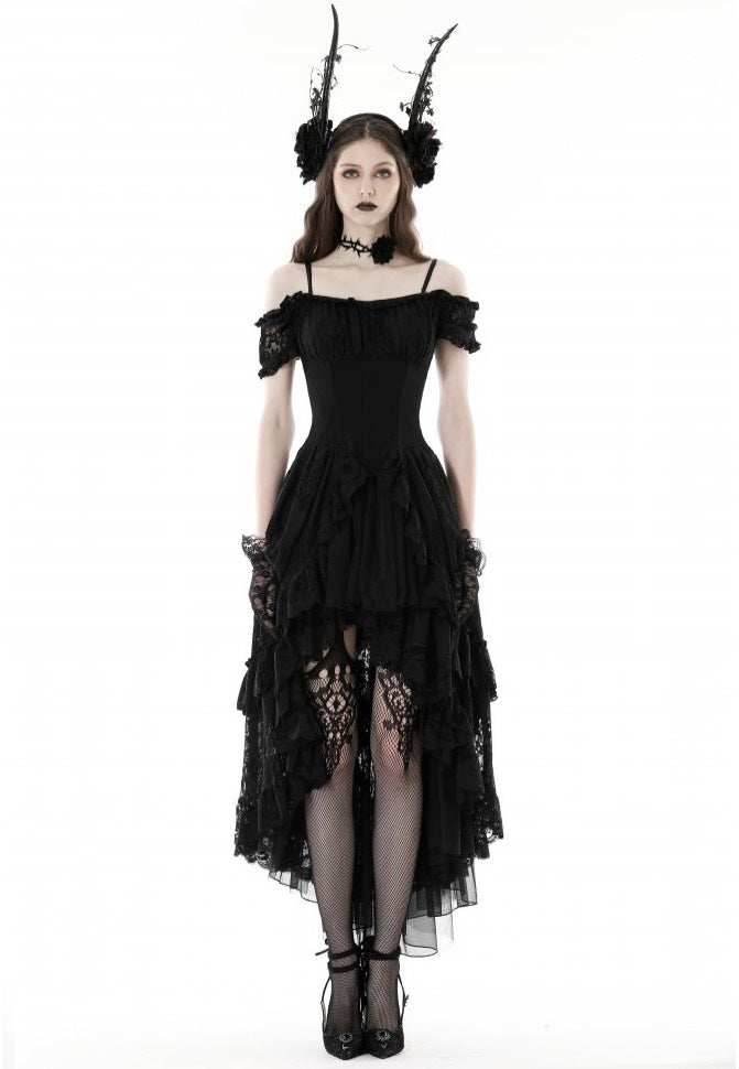 Dark In Love - Gothic Elegant Lady Lace Dovetail - Dress | Women-Image