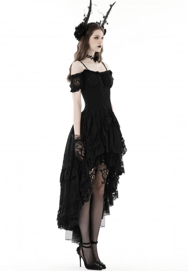 Dark In Love - Gothic Elegant Lady Lace Dovetail - Dress | Women-Image