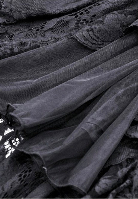 Dark In Love - Gothic Elegant Lady Lace Dovetail - Dress | Women-Image
