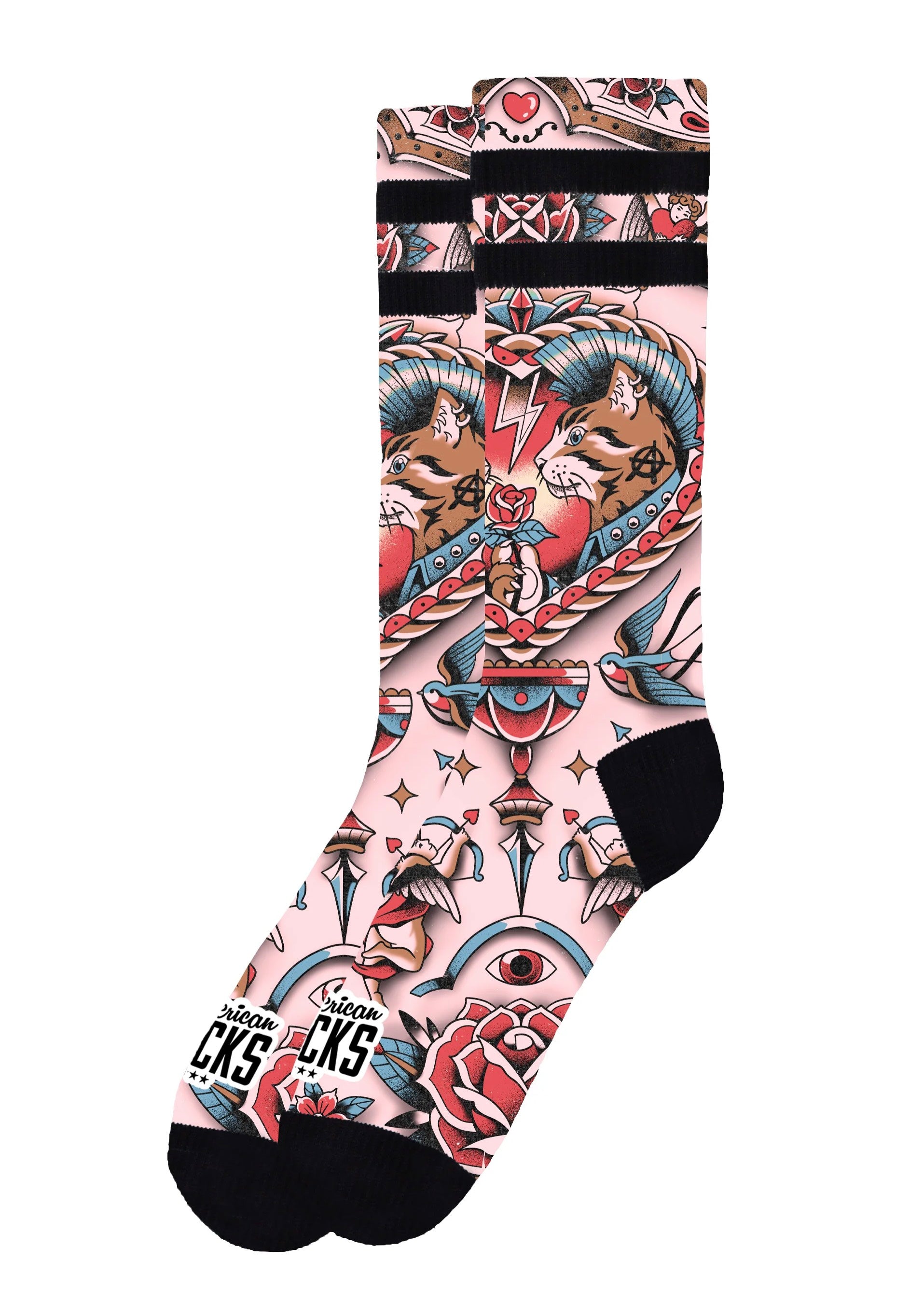 American Socks - Feline Hearts - Socks | Neutral-Image