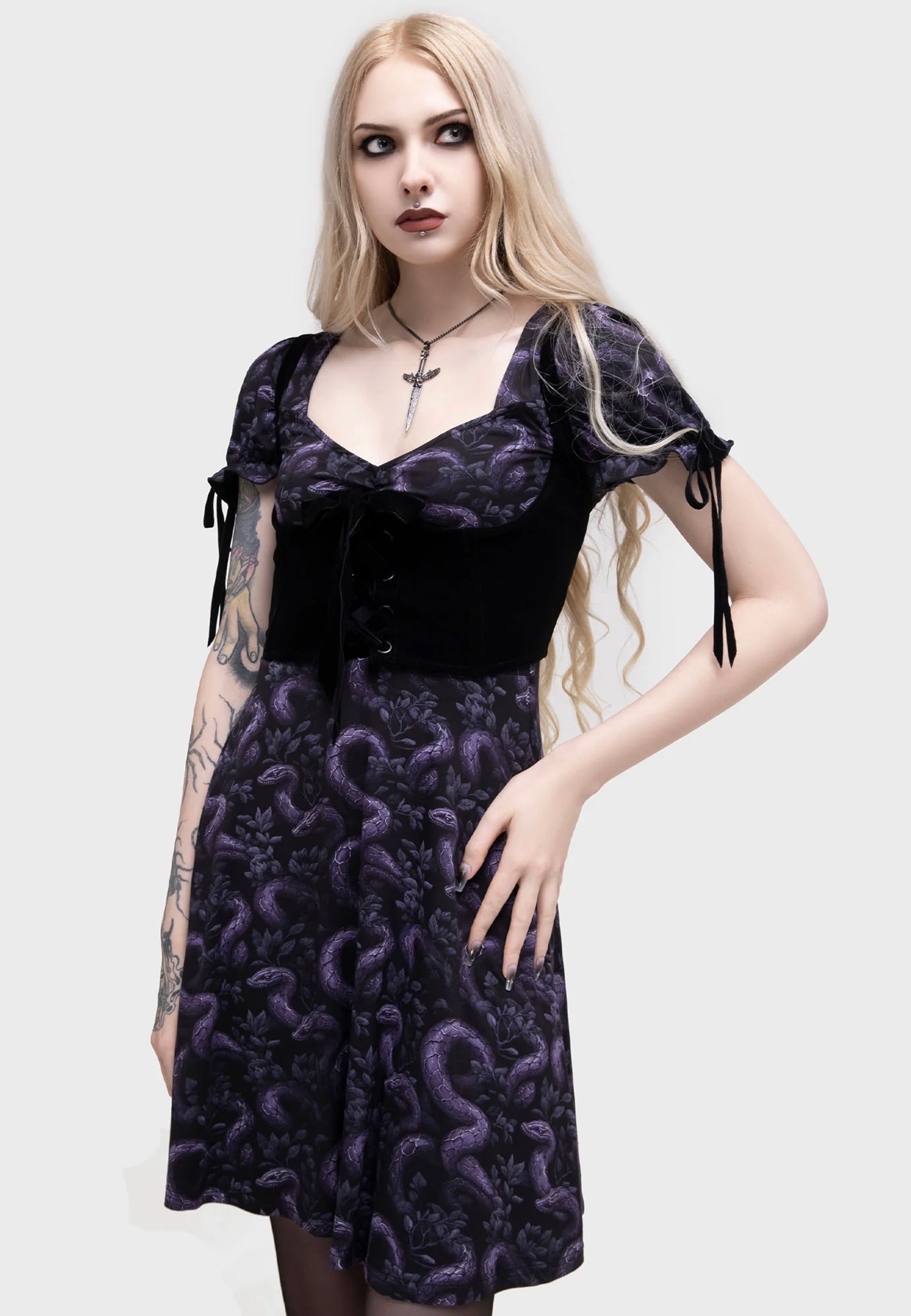 Killstar x Moonbloom - Gloom and Garter Underbust Black - Top | Women-Image