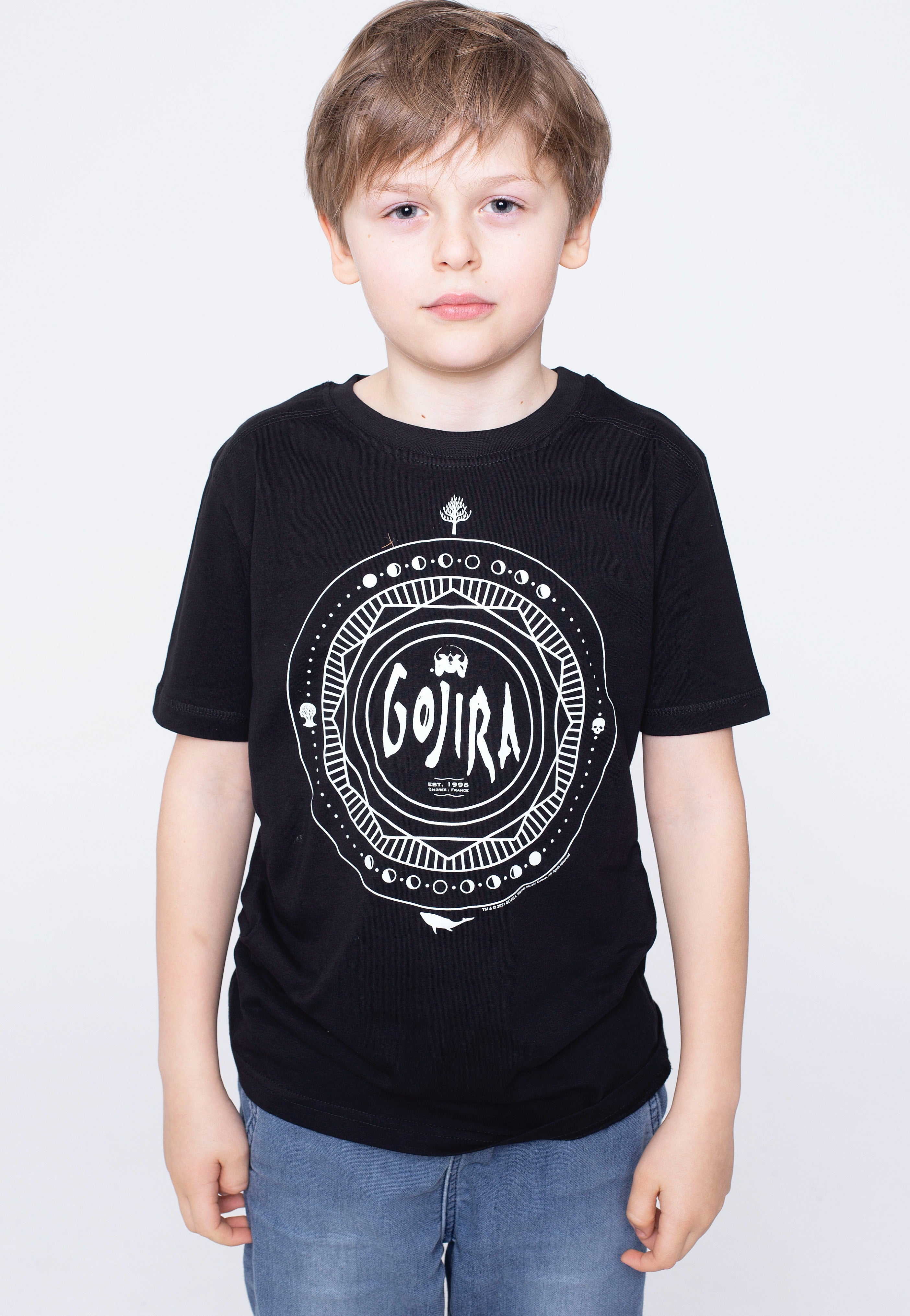 Gojira Moon Phases Kids Black/White T-Shirt - Main Image