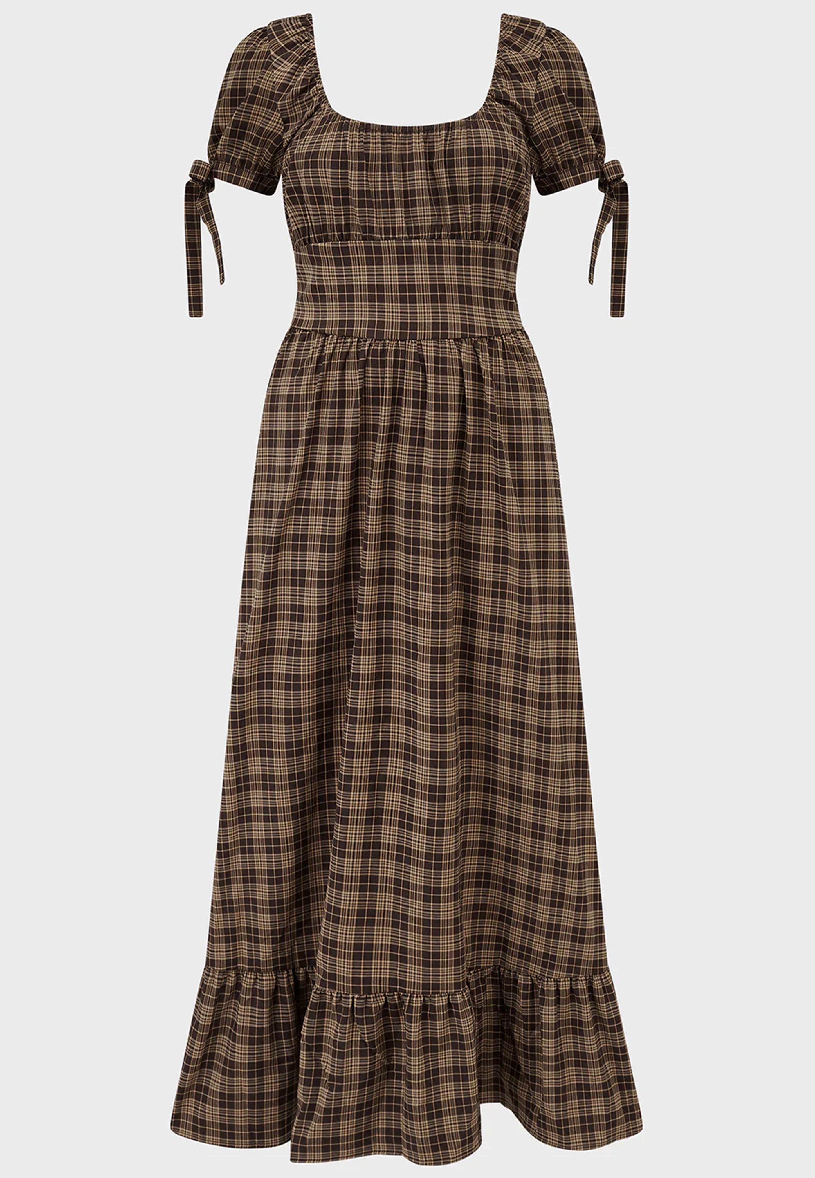Killstar - Grim Gretchen Brown Tartan - Dress | Women-Image