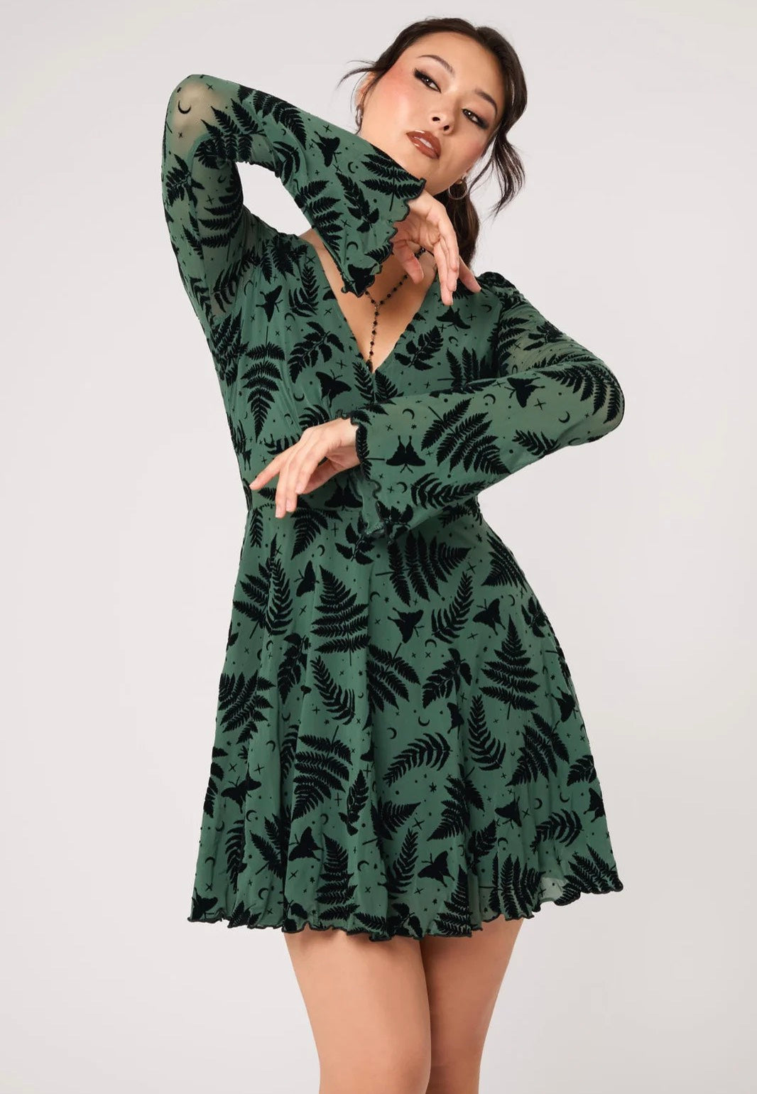 Hellbunny Fearn Mini Green Vestido