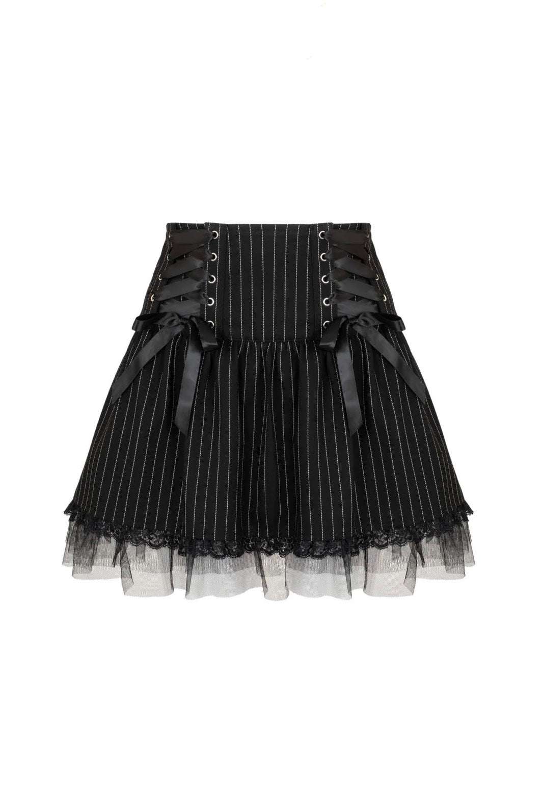 Hellbunny Quinzel C Pinstripe Black/White Minifalda