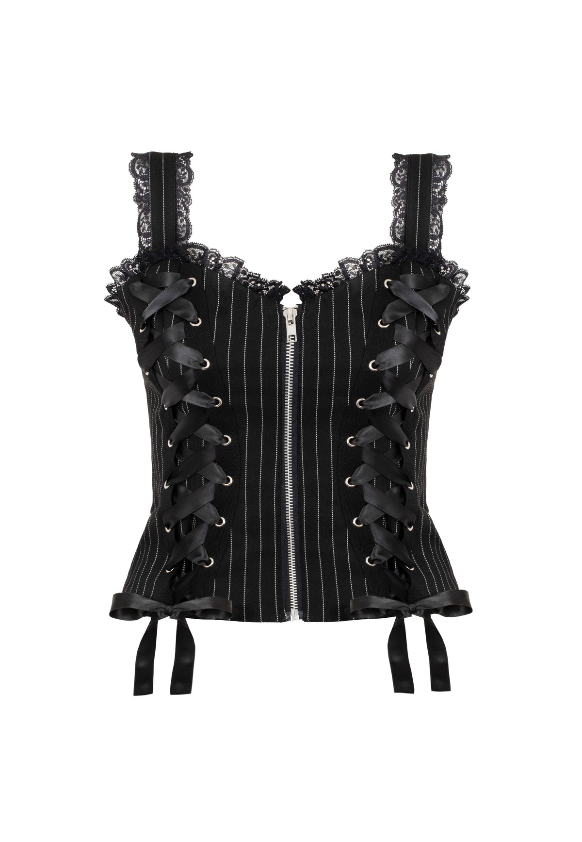 Hellbunny Quinzel C Pinstripe Black/White Top