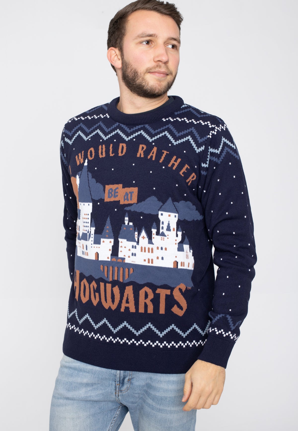 Harry Potter Hogwarts Xmas Knit Navy Jersey de punto