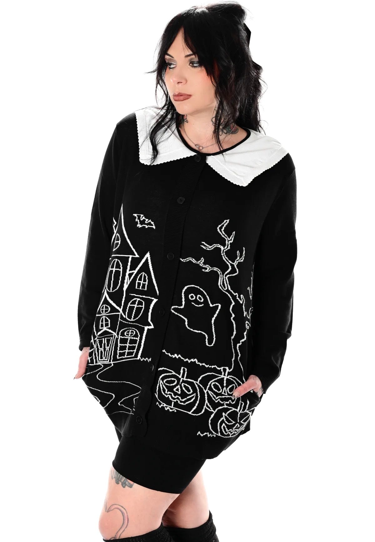 トップス rare ifsixwasnine Hooded Bell Cardigan Foxblood - Haunted House Collar Black - Cardigan | Nuclear Blast