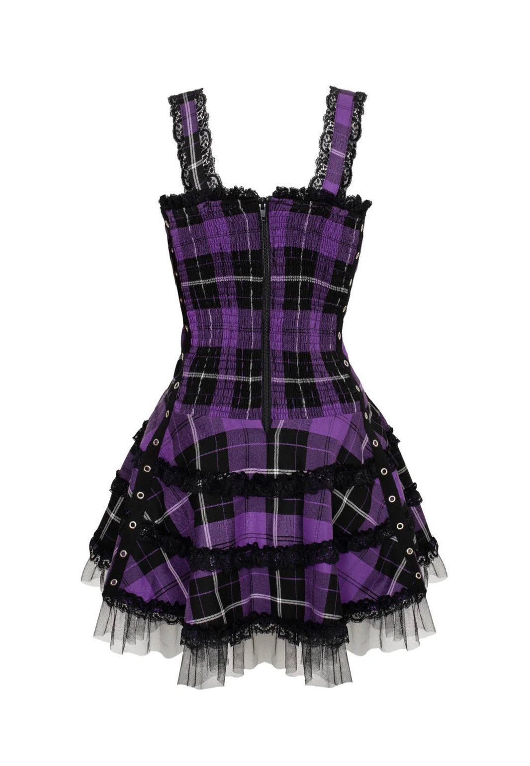 Hellbunny - Harley C Tartan Purple - Dress | Women-Image