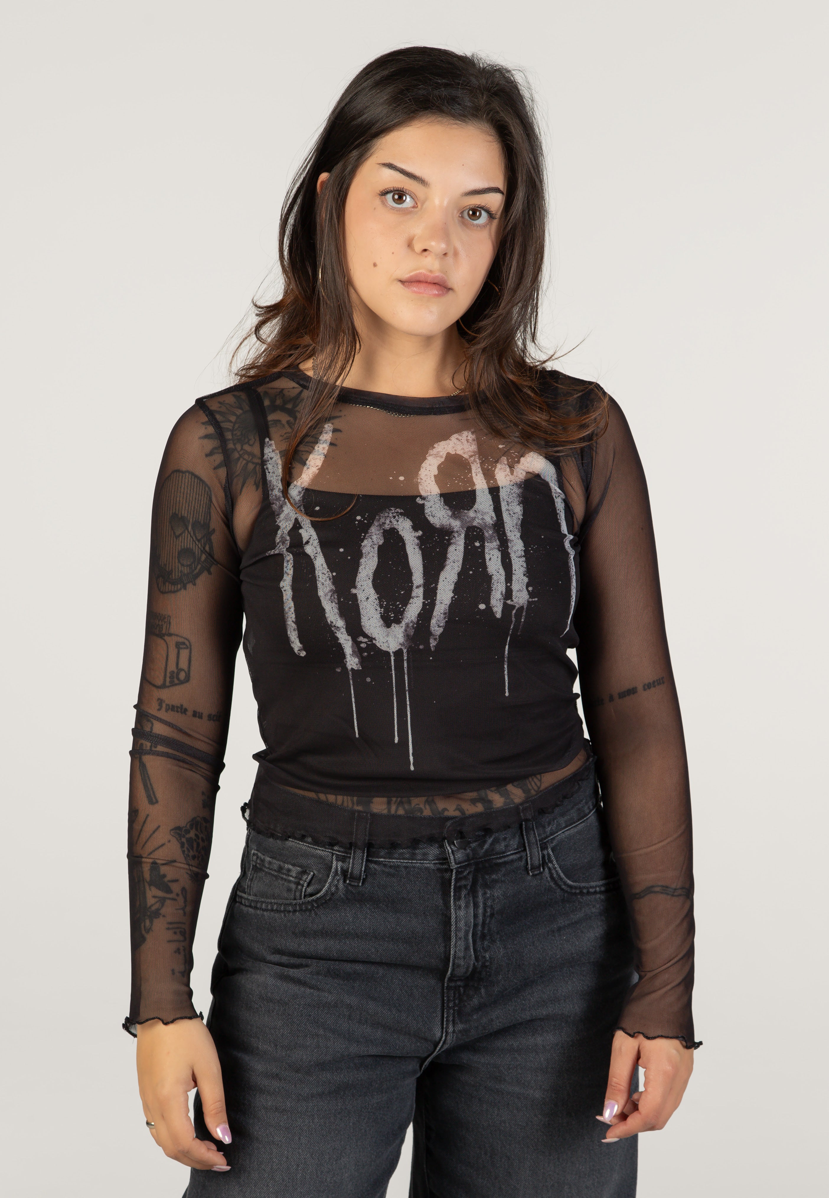 Korn Still A Freak Mesh Cropped Manga larga