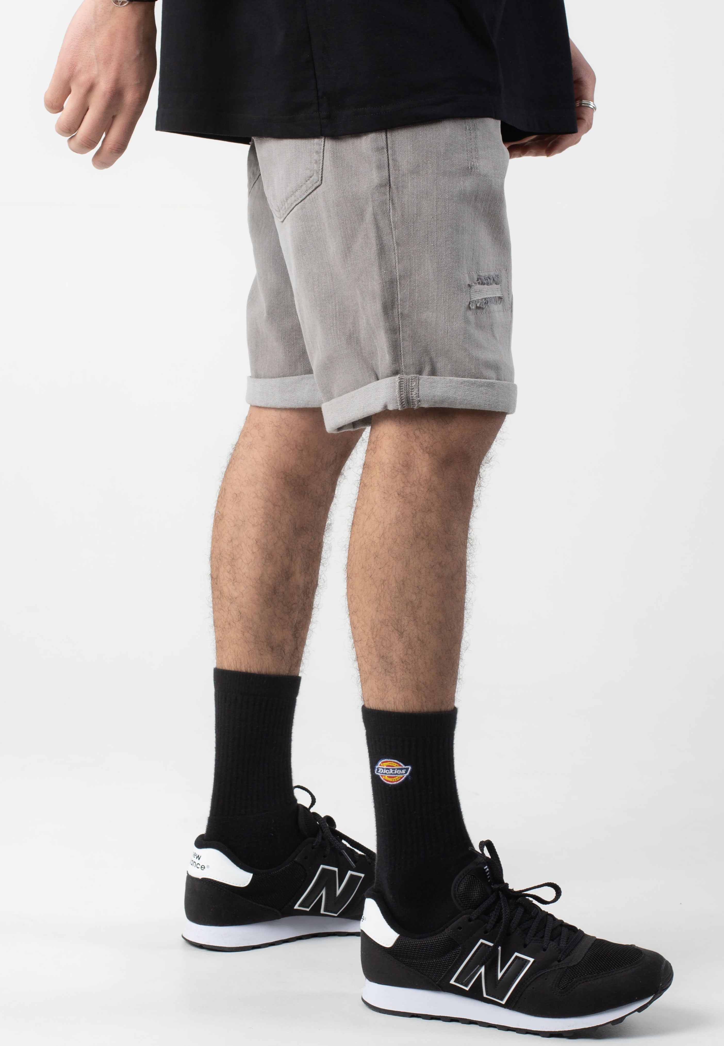 Indicode - Kaden Holes Light Grey - Shorts | Men-Image