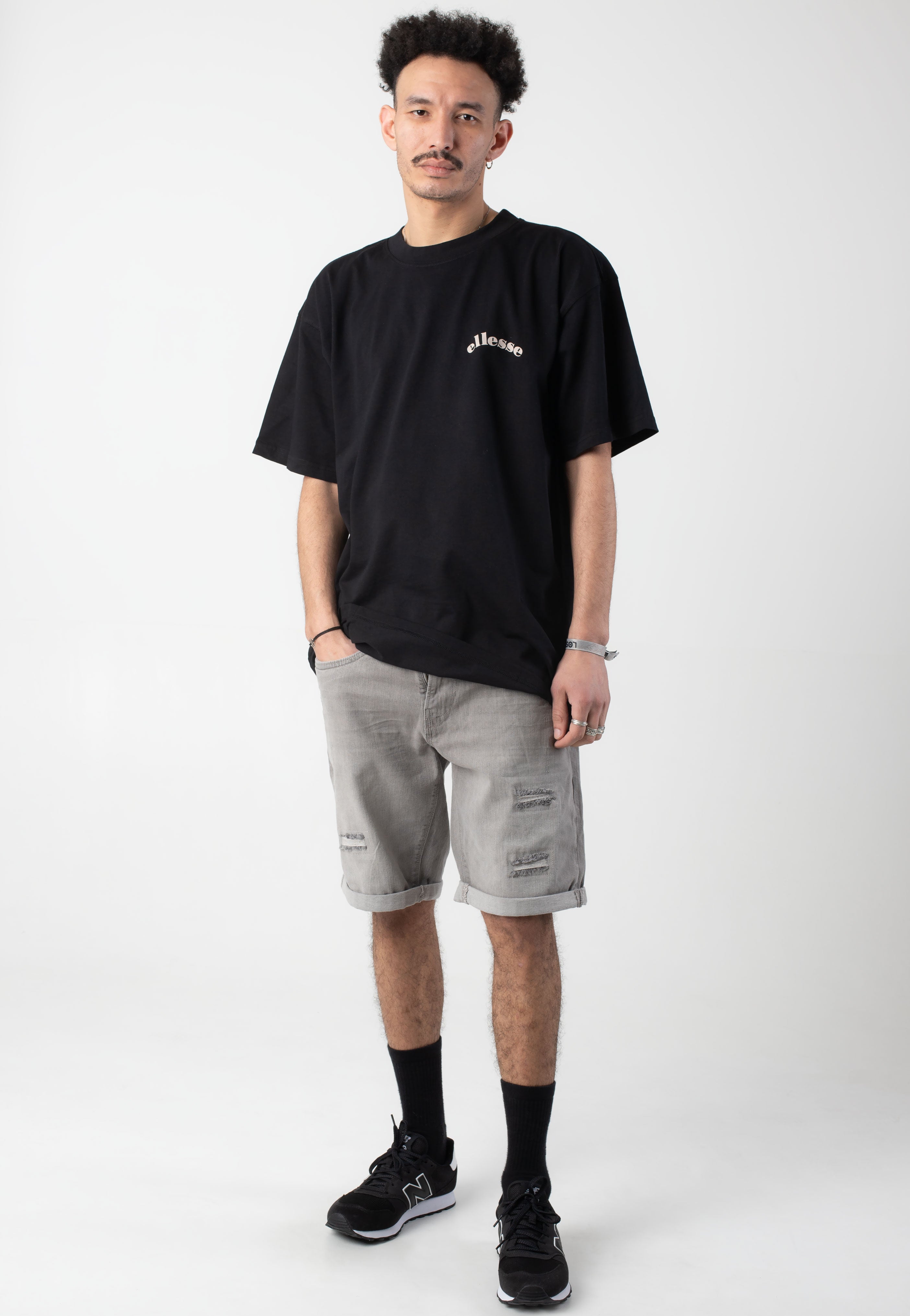 Indicode - Kaden Holes Light Grey - Shorts | Men-Image