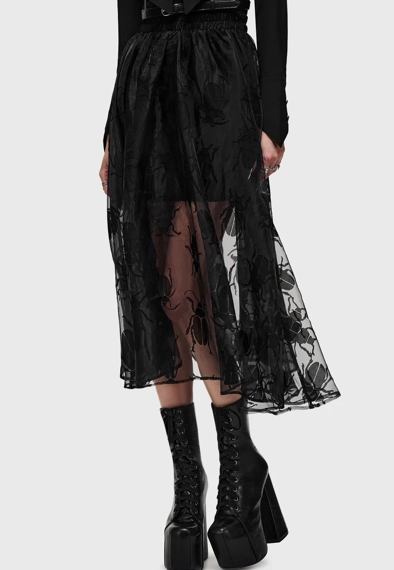 Killstar Insecta Midi Black Minifalda
