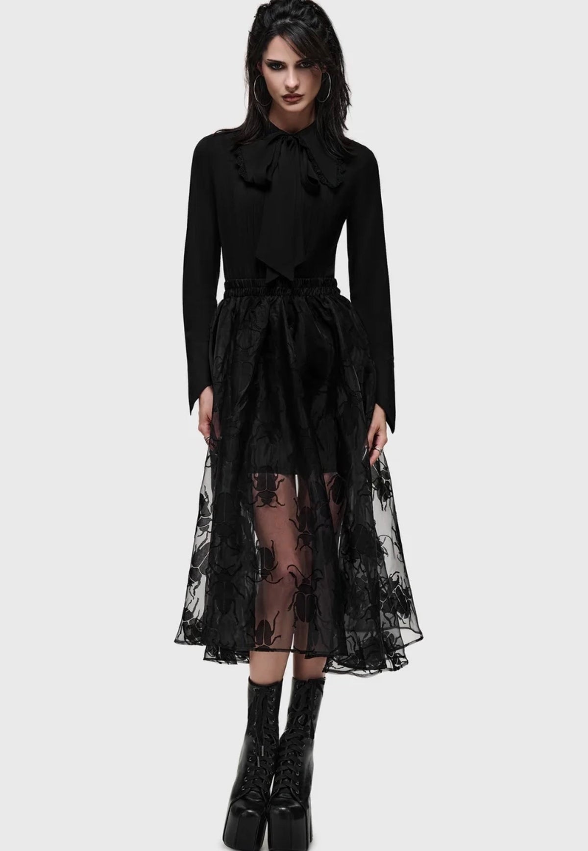 Killstar Insecta Midi Black Minifalda